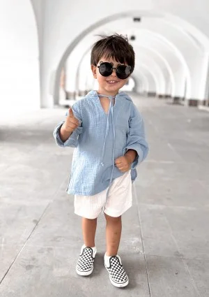 Creamy white muslin kids shorts