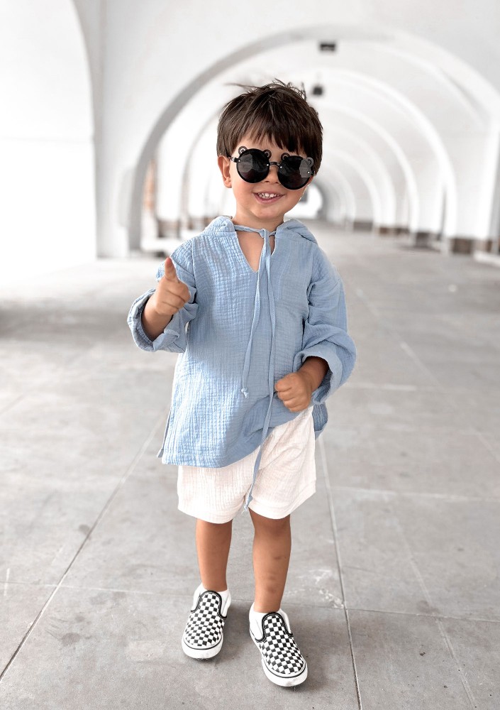 Creamy white muslin kids shorts