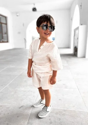 Ecru muslin kids T-shirt