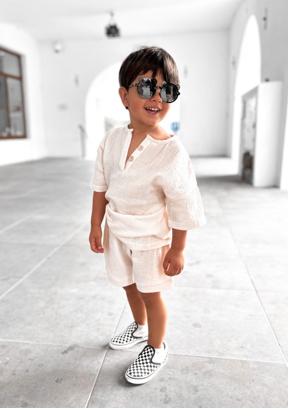 Ecru muslin kids T-shirt