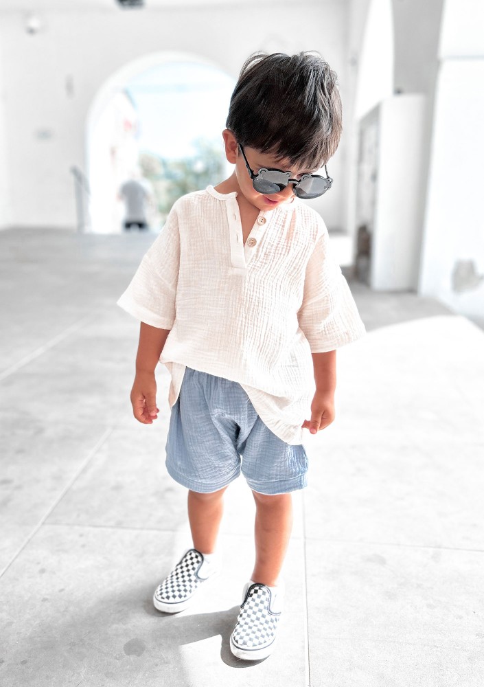 Light blue muslin kids shorts