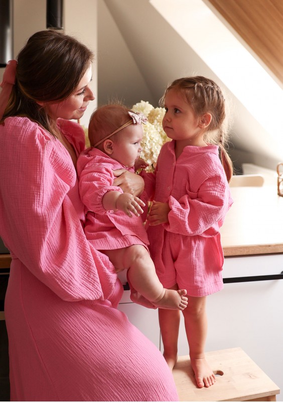 Palma - Pink muslin kids shirt