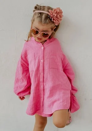 Palma - Pink muslin kids shirt