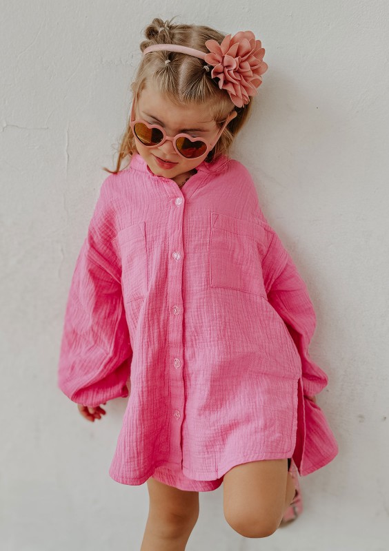 Palma - Pink muslin kids shirt