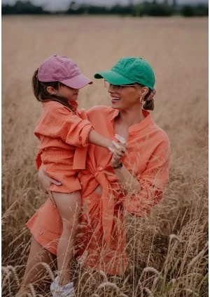 Apricot orange muslin kids shirt