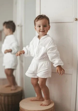 Palma - White muslin kids shirt