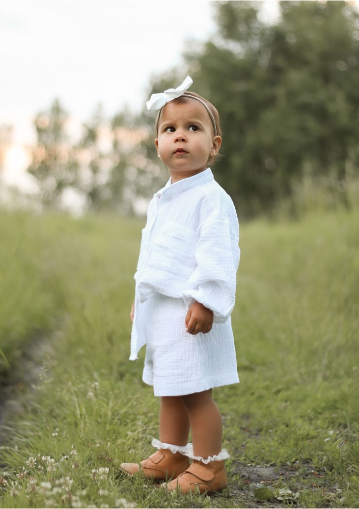 Palma - Koszula dziecięca z muślinu Biała