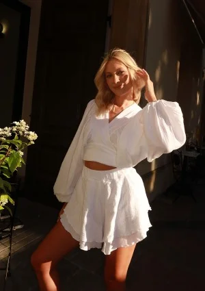 Capri - White muslin wrap shirt