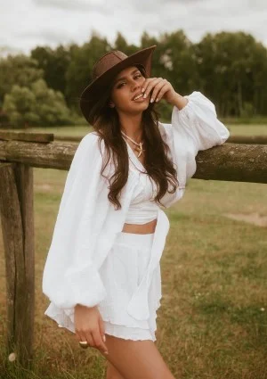 Capri - White muslin wrap shirt