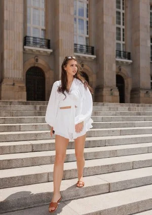 Capri - White muslin wrap shirt