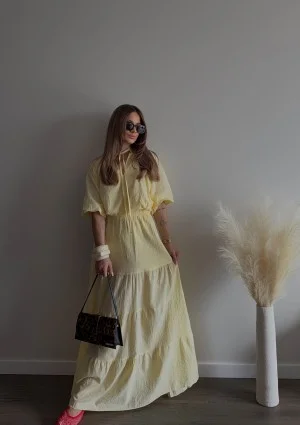 Soleil - Banana yellow cotton summer maxi skirt