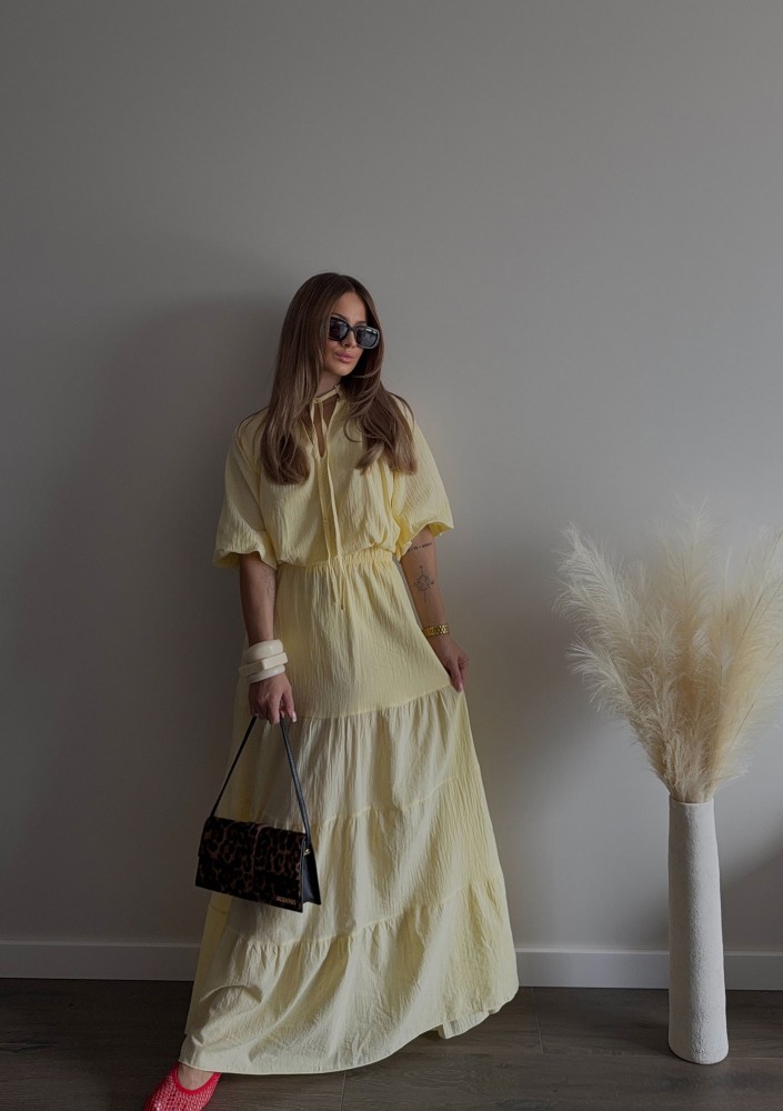 Soleil - Bawełniana spódnica boho maxi Bananowa