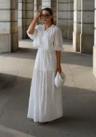 Soleil - White cotton summer maxi skirt