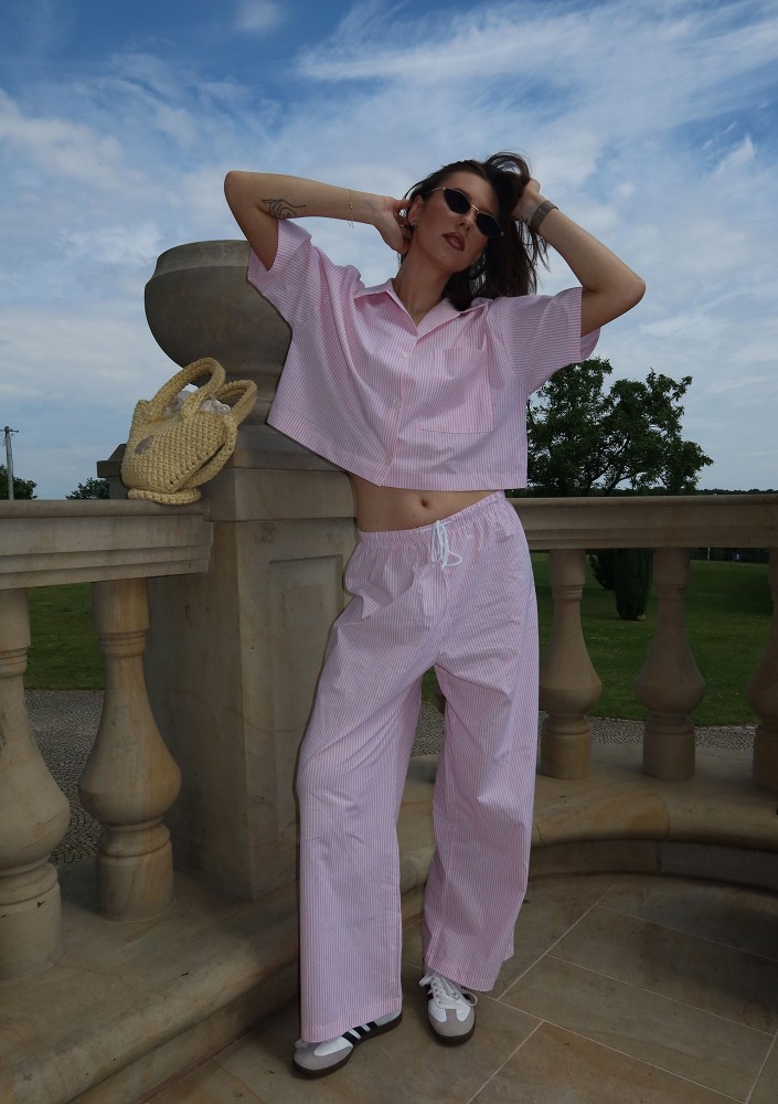 Mandy - Pink striped cotton shirt