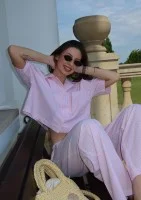 Mandy - Pink striped cotton shirt