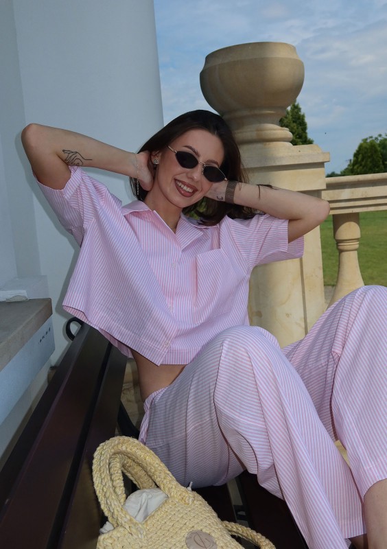 Mandy - Pink striped cotton shirt