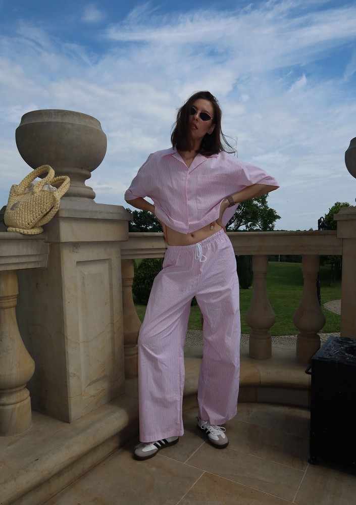 Mandy - Pink striped cotton pants