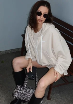 Bane - Coconut oversize zipped hoodie