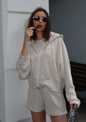 Bane - Rozpinana bluza oversize z kapturem Coconut