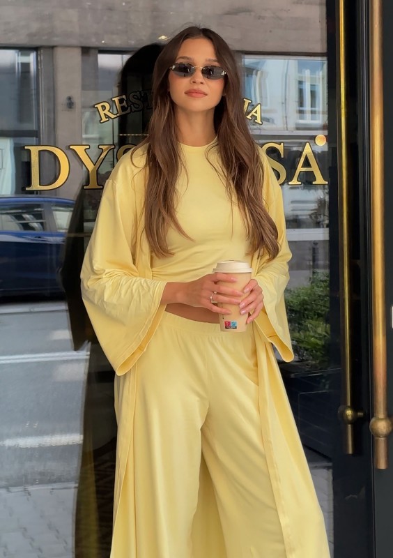 Lumiere - Banana yellow rayon maxi kimono
