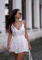 Fleur - Creamy cotton openwork jumpsuit