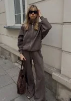 Based - Savannah tan brown oversize zipped sweatshirt