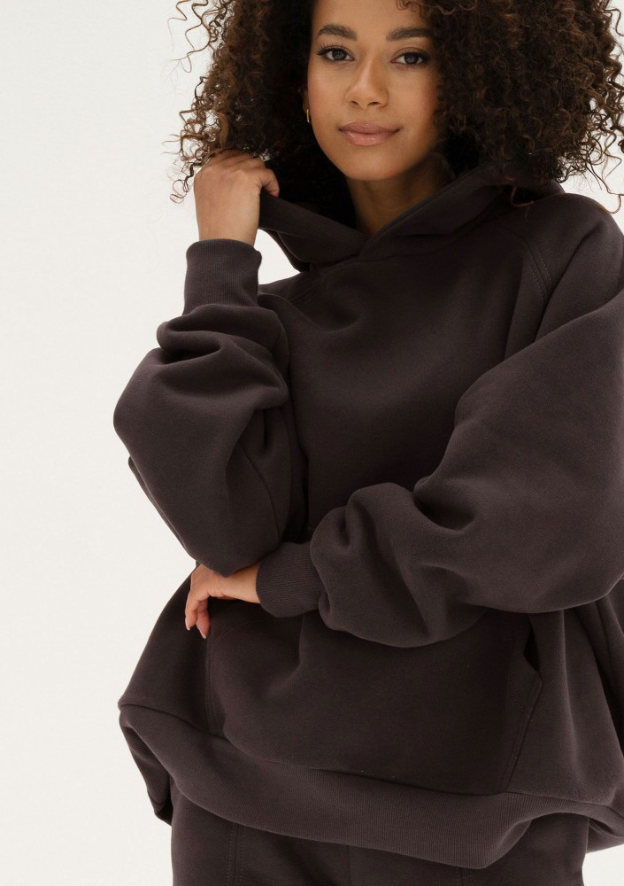 Mesh - Bluza kangurka oversize Dark Chocolate
