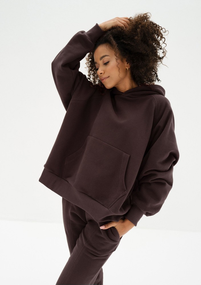 Mesh - Bluza kangurka oversize Dark Chocolate