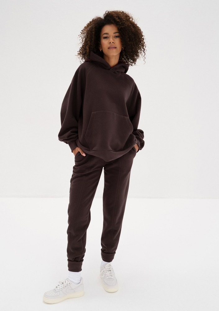 Mesh - Bluza kangurka oversize Dark Chocolate