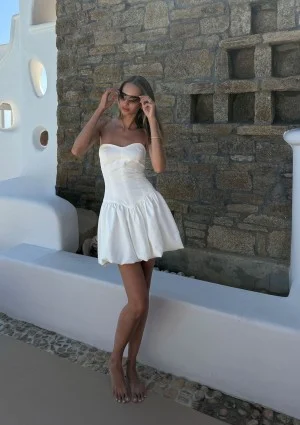 Leyna - Ecru mini bomb dress