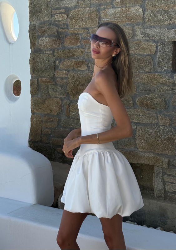 Leyna - Ecru mini bomb dress