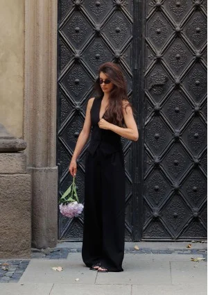 Mocca - Black wide trousers