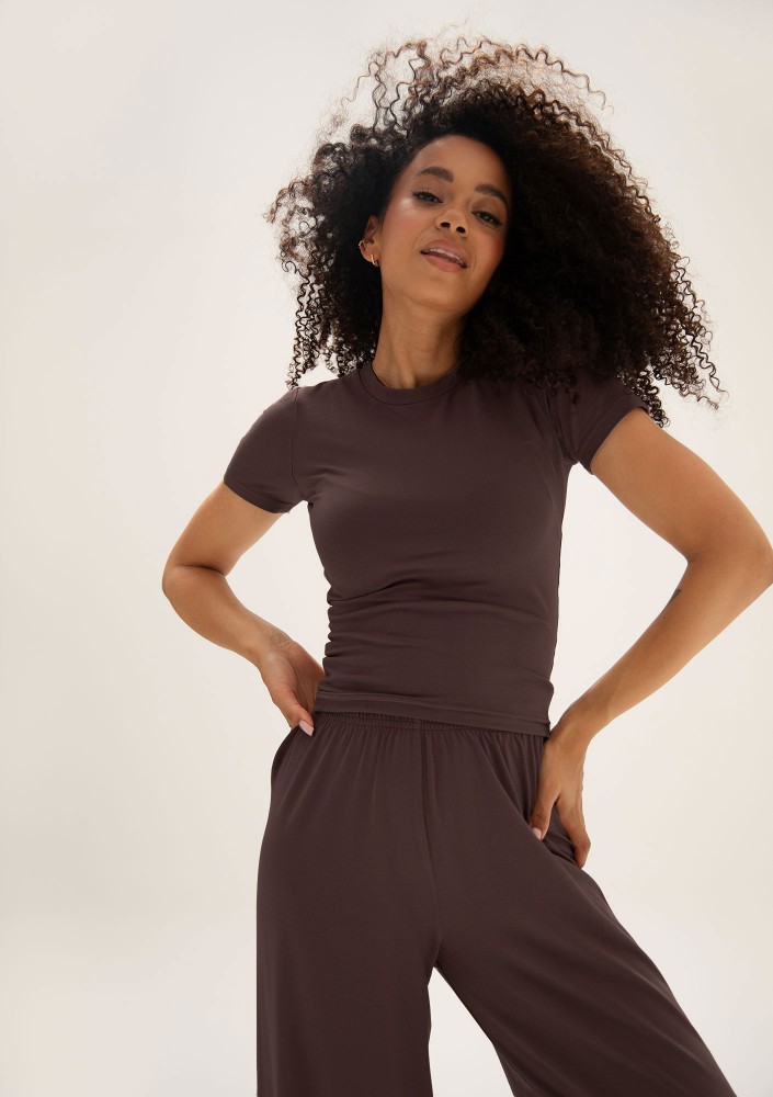 Lumiere - Chocolate brown rayon top