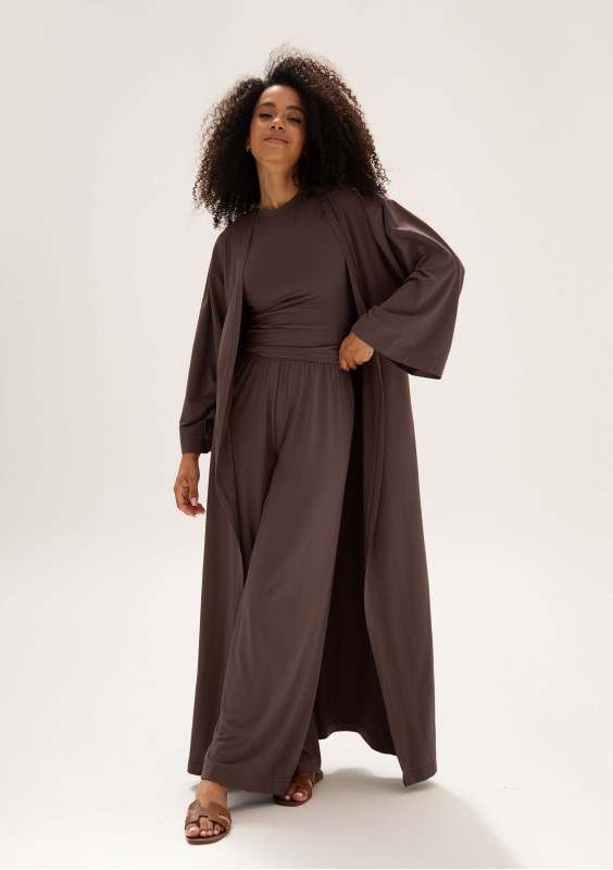 Lumiere - Kimono maxi z wiskozy Chocolate