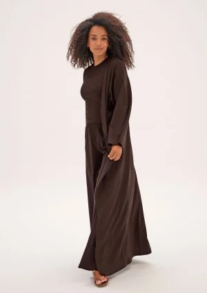 Lumiere - Chocolate brown rayon maxi kimono