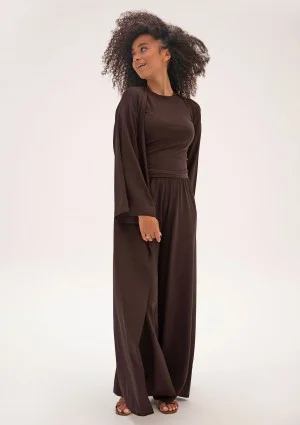 Lumiere - Chocolate brown rayon maxi kimono