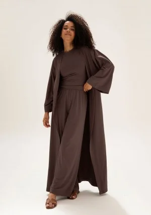 Lumiere - Chocolate brown rayon wide pants
