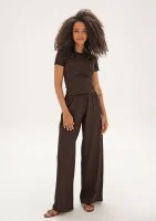 Lumiere - Chocolate brown rayon wide pants