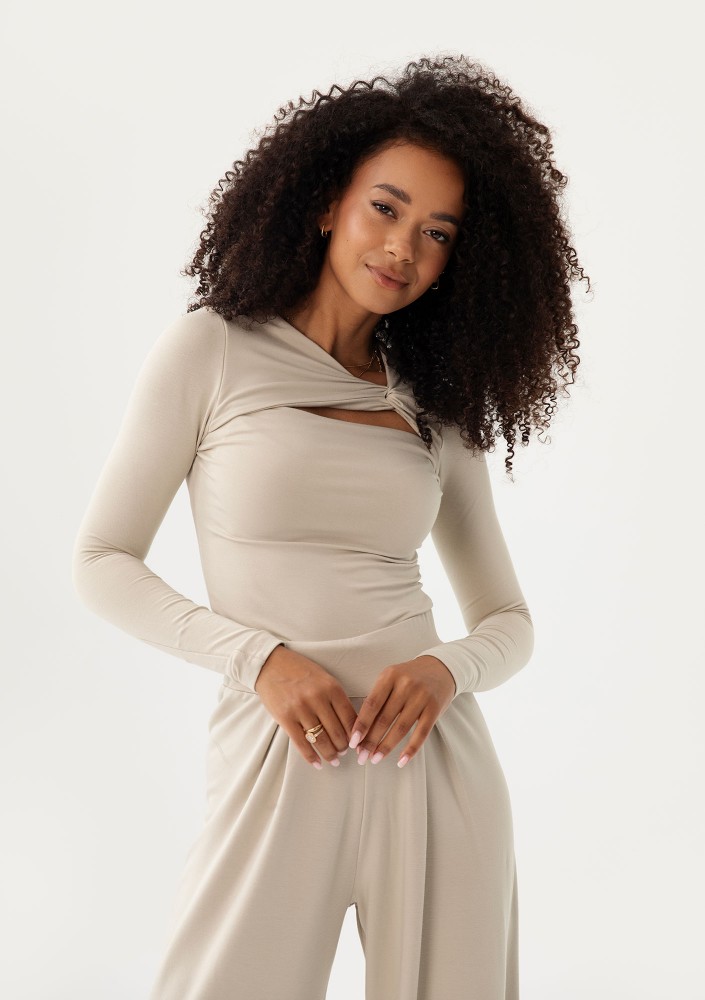 Elle - Beige draped top