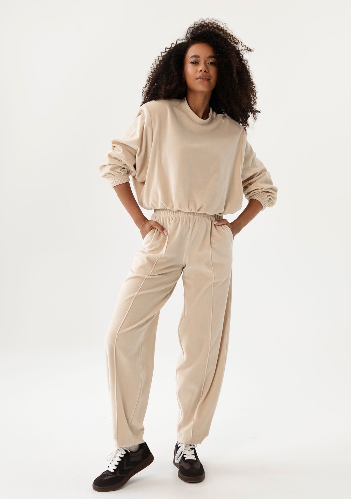 Vell - Beige velvet sweatpants