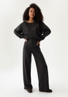 Taro - Spodnie z kantem z dzianiny soft Black