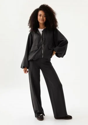 Taro - Spodnie z kantem z dzianiny soft Black