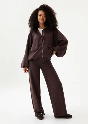 Taro - Spodnie z kantem z dzianiny soft Brown