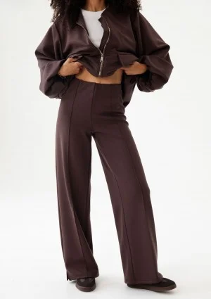 Taro - Spodnie z kantem z dzianiny soft Brown