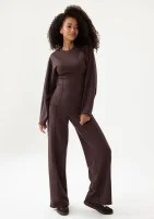 Taro - Spodnie z kantem z dzianiny soft Brown