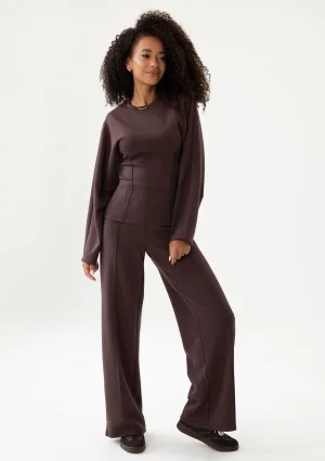 Taro - Spodnie z kantem z dzianiny soft Brown