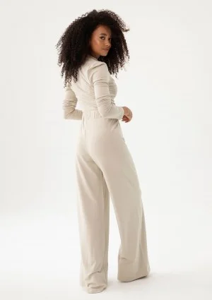Nova - Beige wide rayon trousers