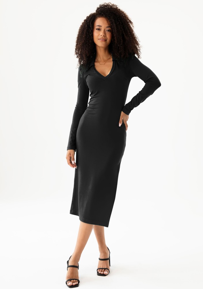 Mirelle - Black fitted midi dress