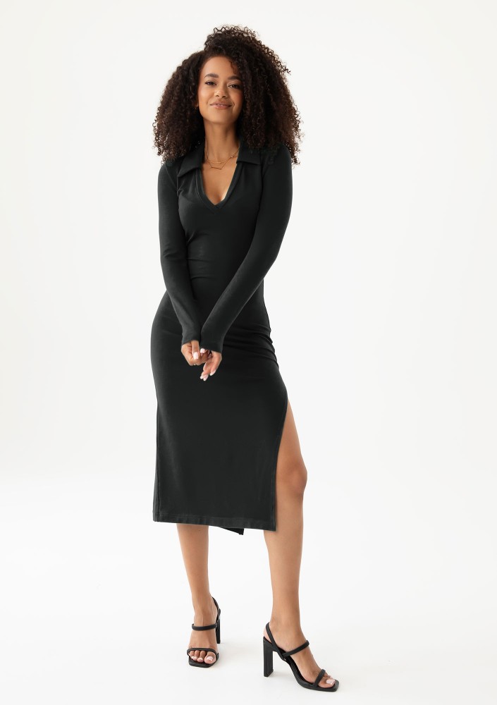 Mirelle - Black fitted midi dress