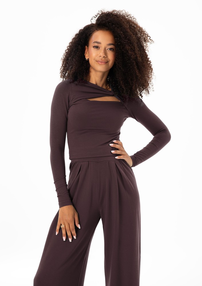 Elle - Brown draped top